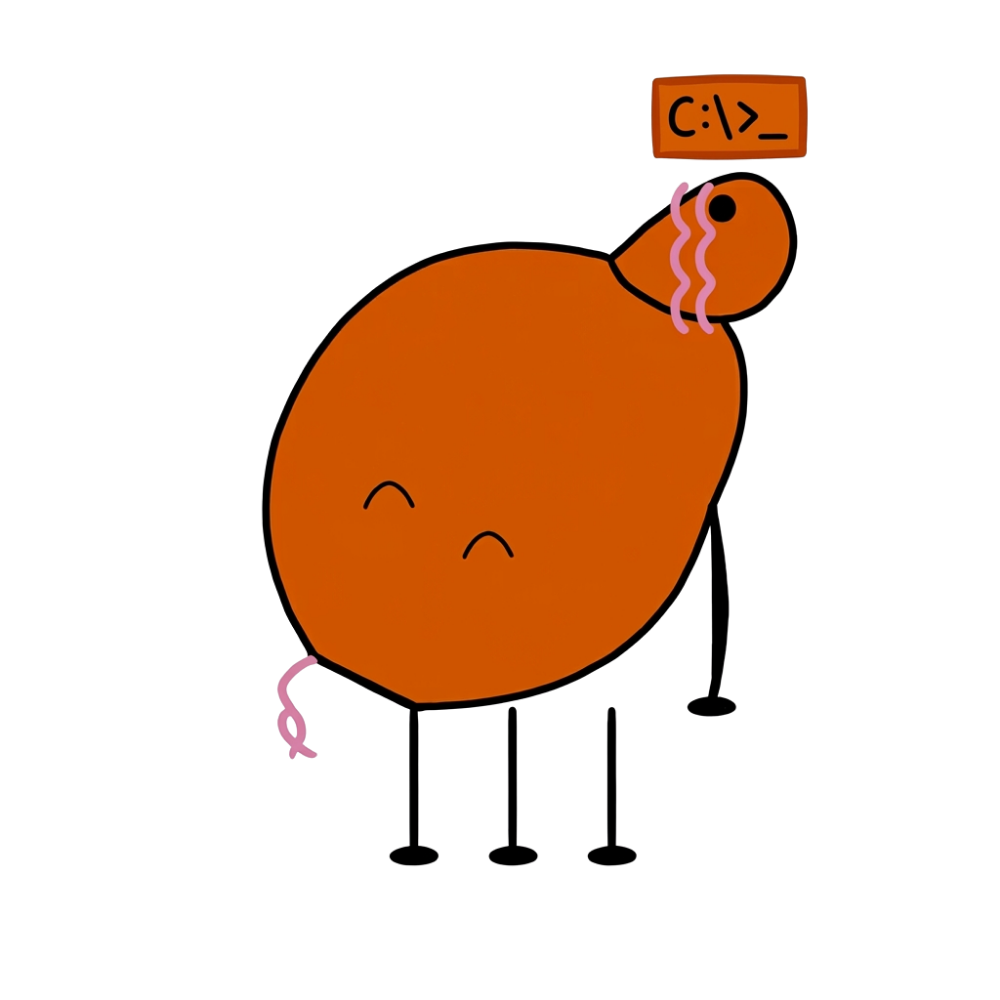 PippinOS Mascot - an orange unicorn with a terminal